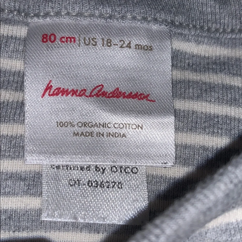 Hanna Andersson Gray & White Striped Onesie 18-24M EUC 80